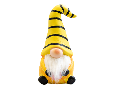 Gnome Gonk Yellow With Striped Hat & Beard